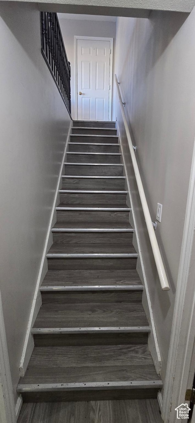 staircase featuring wood finished floors