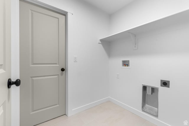 laundry area featuring laundry area, hookup for a washing machine, baseboards, and hookup for an electric dryer