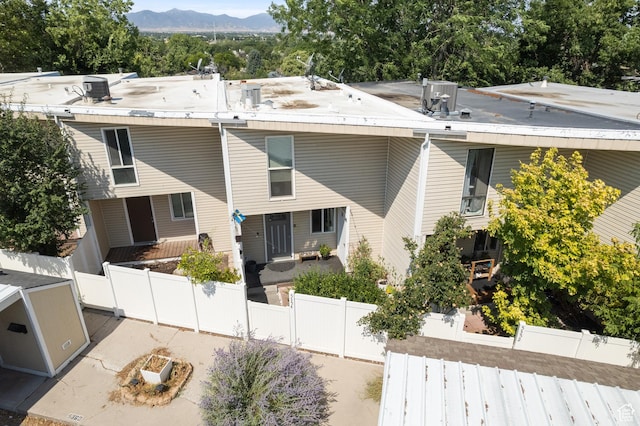 exterior space featuring a mountain view