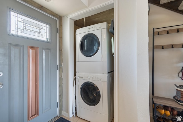 5354 S Baldwin Park, Murray, UT 84123 - clothes washing area with laundry area and stacked washer and clothes dryer