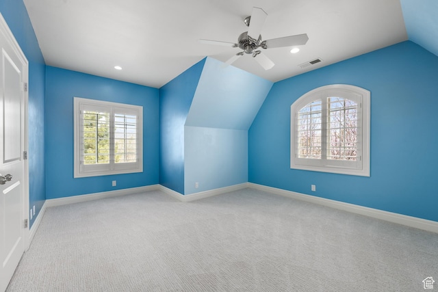 2950 S Old Farm Rd, Washington, UT 84780 - additional living space with lofted ceiling, baseboards, visible vents, and carpet flooring