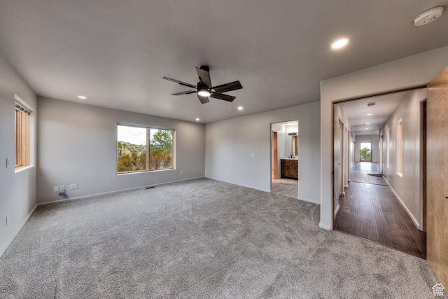 27 Behind The Rocks Dr, Moab, UT 84532 - carpeted empty room with recessed lighting, visible vents, baseboards, and ceiling fan