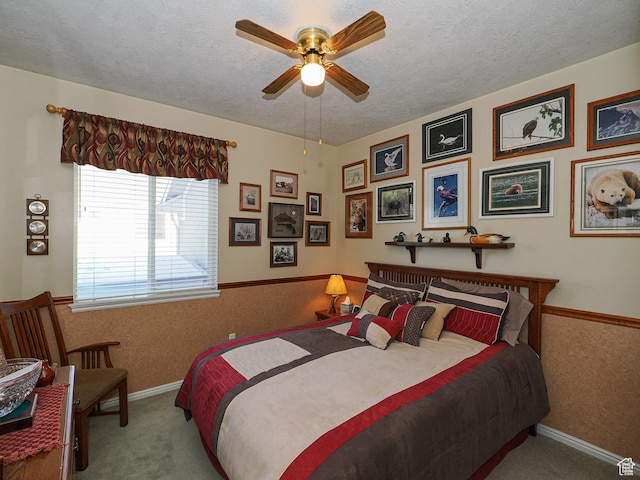 121 E Amber Rd, Saratoga Springs, UT 84045 - carpeted bedroom featuring a textured ceiling, baseboards, and ceiling fan