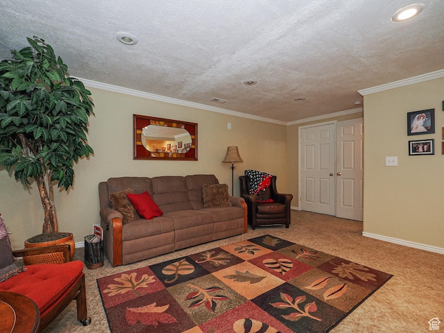 121 E Amber Rd, Saratoga Springs, UT 84045 - living room featuring carpet, baseboards, crown molding, and recessed lighting