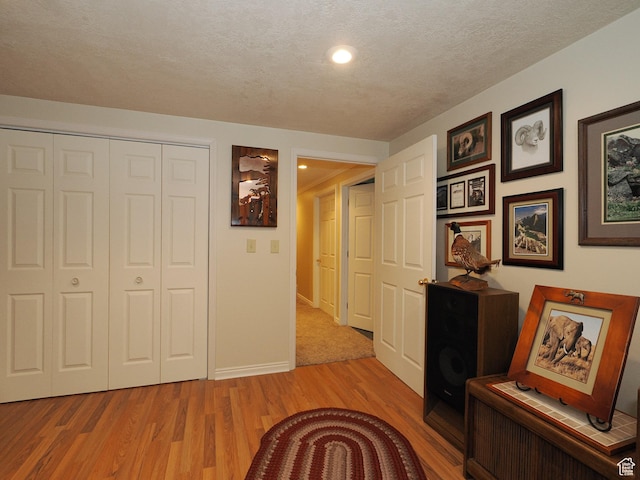 121 E Amber Rd, Saratoga Springs, UT 84045 - hall with light wood-type flooring, baseboards, a textured ceiling, and recessed lighting