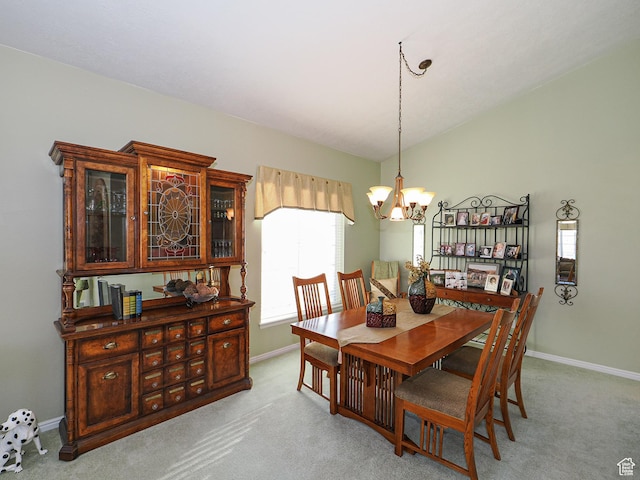 121 E Amber Rd, Saratoga Springs, UT 84045 - dining room with a chandelier, light colored carpet, and baseboards