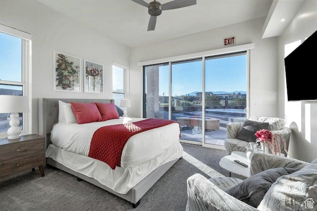 1478 W Torrey Rd, Hurricane, UT 84737 - bedroom featuring access to exterior, carpet, and ceiling fan