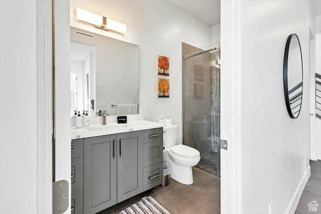 1478 W Torrey Rd, Hurricane, UT 84737 - full bathroom featuring toilet, a stall shower, tile patterned flooring, and vanity