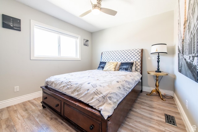 1027 S 920 W, Hurricane, UT 84737 - bedroom featuring light wood-type flooring, visible vents, ceiling fan, and baseboards