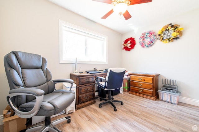 1027 S 920 W, Hurricane, UT 84737 - home office featuring light wood-style floors, baseboards, and a ceiling fan