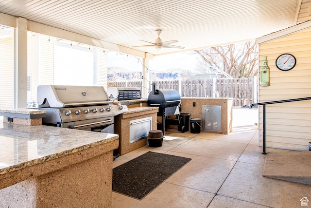 1027 S 920 W, Hurricane, UT 84737 - view of patio with grilling area, area for grilling, fence, and a ceiling fan