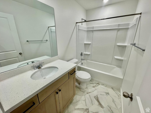 12941 S Corona Arch Ct Unit 571, Riverton, UT 84096 - full bathroom with toilet, marble finish floor, vanity, and shower / bath combination