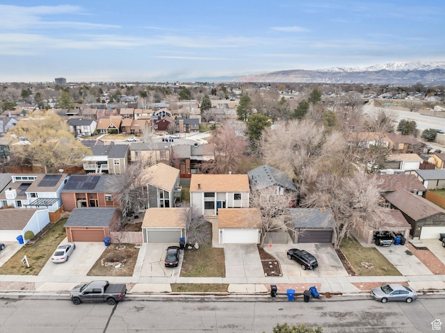 bird's eye view with a residential view and a mountain view