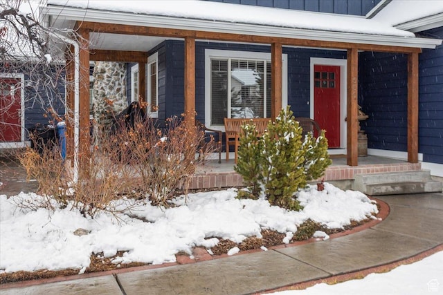 550 N 200 E, Wellsville, UT 84339 - snow covered property entrance with covered porch