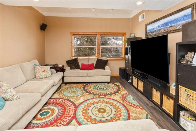 550 N 200 E, Wellsville, UT 84339 - living room with wood finished floors, recessed lighting, and visible vents