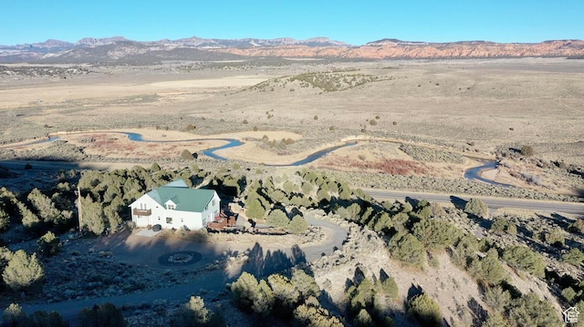 aerial view with a mountain view