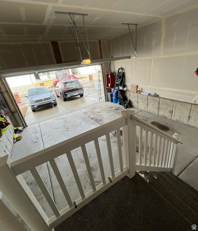 garage with a garage door opener