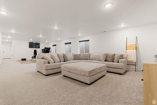 628 S 1080 E, Smithfield, UT 84335 - living area featuring recessed lighting, light colored carpet, and baseboards