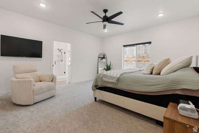 628 S 1080 E, Smithfield, UT 84335 - bedroom featuring carpet floors, baseboards, recessed lighting, ensuite bathroom, and ceiling fan