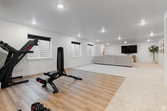 628 S 1080 E, Smithfield, UT 84335 - workout area featuring baseboards, recessed lighting, and wood finished floors