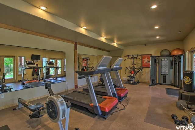 3612 N Huntsman Path Unit 603, Eden, UT 84310 - workout room with baseboards, french doors, and recessed lighting