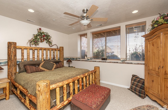3612 N Huntsman Path Unit 603, Eden, UT 84310 - bedroom featuring visible vents, light carpet, baseboards, and a textured ceiling
