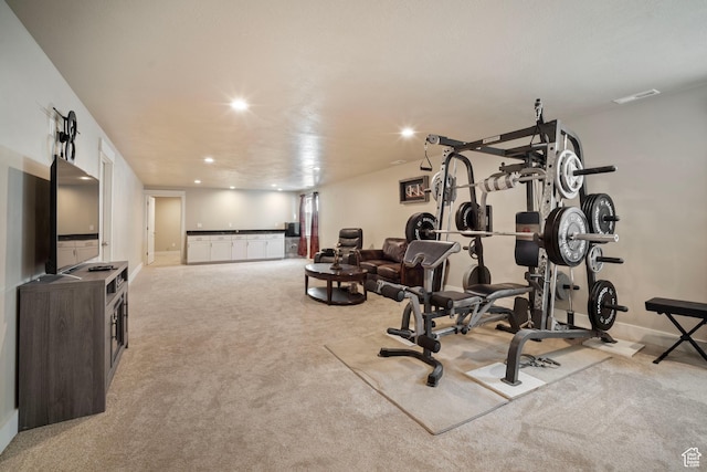 24 S 900 E, Hyde Park, UT 84318 - workout room featuring recessed lighting, light colored carpet, and visible vents