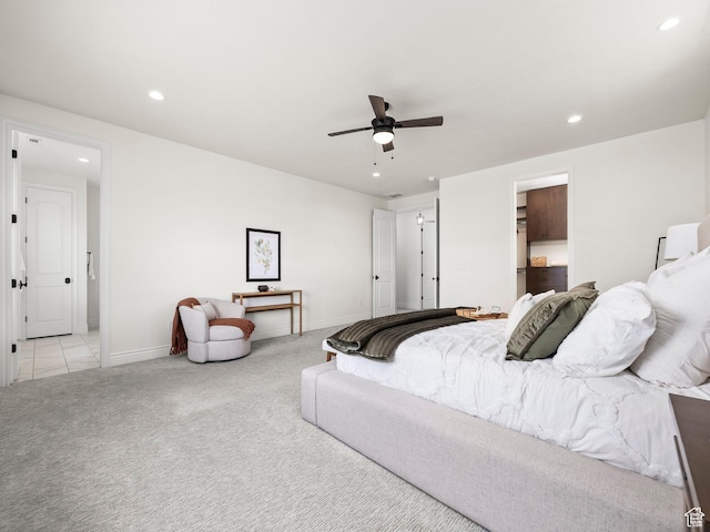 5351 S Lincoln Beach Rd, Spanish Fork, UT 84660 - carpeted bedroom with recessed lighting, ceiling fan, and baseboards