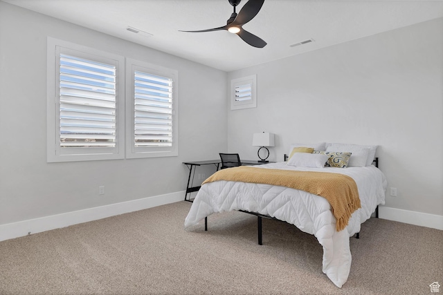 219 W Elinor Ln, Washington, UT 84780 - bedroom with baseboards, visible vents, ceiling fan, and carpet flooring