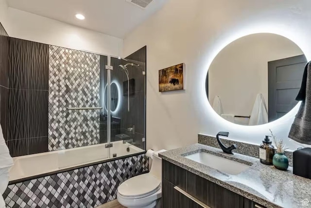 840 W Hilltop Ct, Francis, UT 84036 - full bathroom with visible vents, tiled shower / bath combo, vanity, and toilet