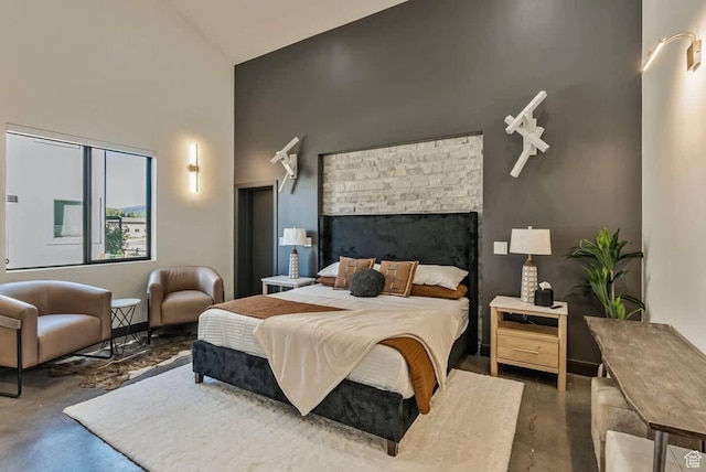 840 W Hilltop Ct, Francis, UT 84036 - bedroom with concrete flooring and a high ceiling