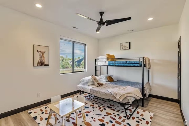 840 W Hilltop Ct, Francis, UT 84036 - bedroom with visible vents, baseboards, wood finished floors, and recessed lighting