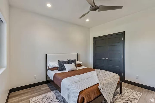 840 W Hilltop Ct, Francis, UT 84036 - bedroom with recessed lighting, a closet, light wood-type flooring, and baseboards