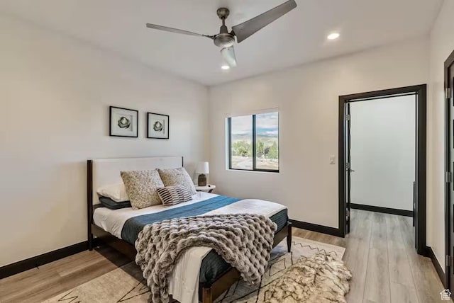 840 W Hilltop Ct, Francis, UT 84036 - bedroom featuring light wood-style floors, ceiling fan, baseboards, and recessed lighting