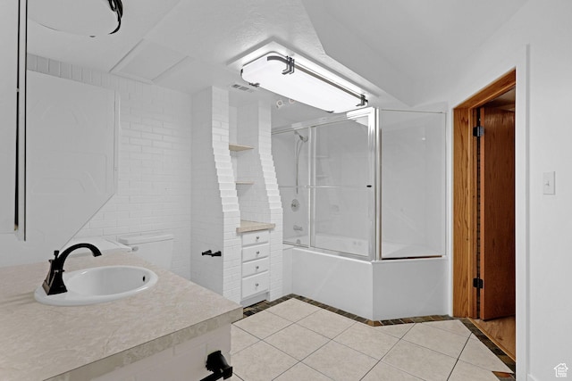 8693 S Vaquero Dr, Sandy, UT 84094 - full bathroom with tile patterned flooring, combined bath / shower with glass door, and vanity