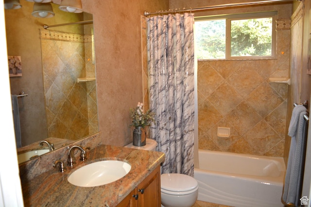 9575 Aztec Dr, Cedar Hills, UT 84062 - bathroom with vanity, shower / bath combo, and toilet