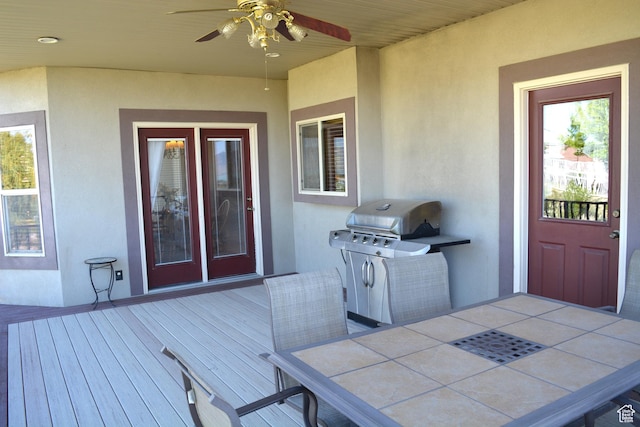 9575 Aztec Dr, Cedar Hills, UT 84062 - deck with a ceiling fan, outdoor dining space, and a grill