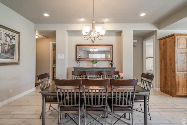3800 Paradise Village Dr Unit 41, Santa Clara, UT 84765 - dining space featuring baseboards, visible vents, wood finish floors, a chandelier, and recessed lighting
