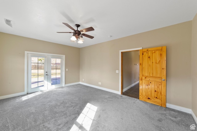 4224 Valle Del Sol, Moab, UT 84532 - spare room featuring french doors, carpet flooring, visible vents, and baseboards
