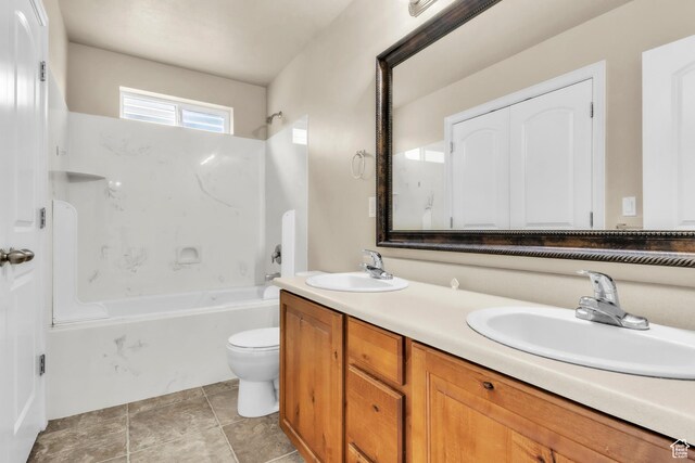 1351 Westbridge Cir, Provo, UT 84601 - full bathroom featuring double vanity, toilet, and shower / tub combination