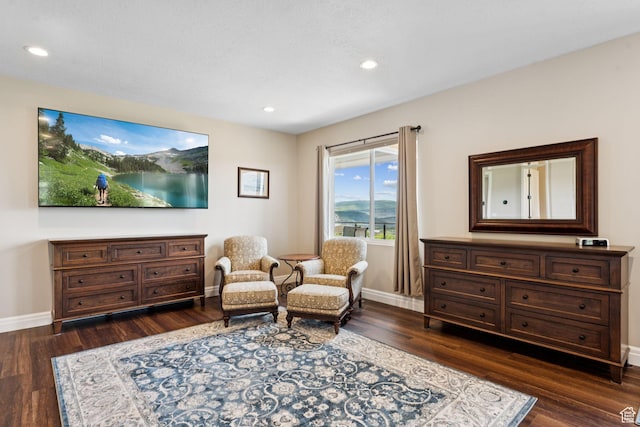 11680 E 29130 N, Fairview, UT 84629 - sitting room with dark wood-type flooring, baseboards, and recessed lighting