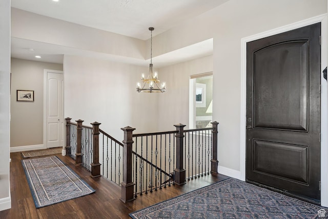 11680 E 29130 N, Fairview, UT 84629 - entryway with wood finished floors, baseboards, a chandelier, and recessed lighting