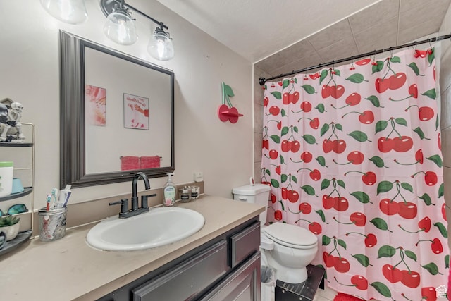 3734 S Bannock St, West Valley City, UT 84120 - full bathroom featuring toilet, a shower with curtain, and vanity