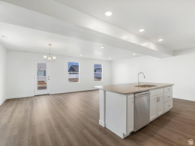 1604 E Pheasant Rd Unit 208, Eagle Mountain, UT 84005 - kitchen with a sink, dark wood finished floors, recessed lighting, white cabinetry, and stainless steel dishwasher