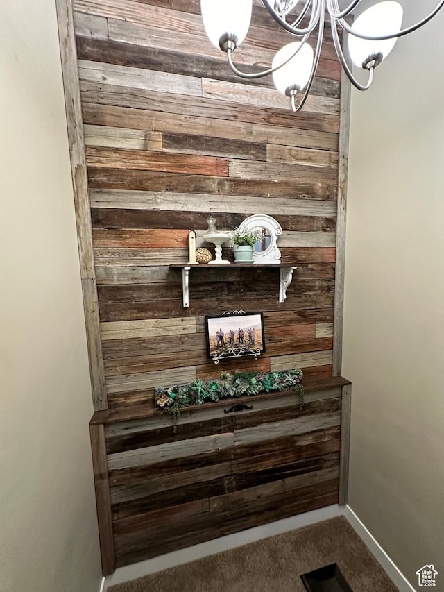 338 S 1230 E, Tooele, UT 84074 - interior details featuring wooden walls and a notable chandelier