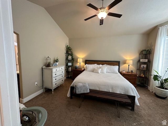 338 S 1230 E, Tooele, UT 84074 - bedroom featuring ceiling fan, carpet flooring, baseboards, and lofted ceiling