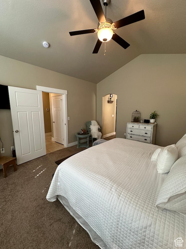 338 S 1230 E, Tooele, UT 84074 - carpeted bedroom with a ceiling fan and vaulted ceiling