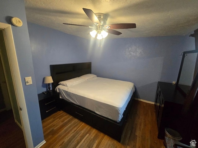 777 Simoron Dr, Ogden, UT 84404 - bedroom with ceiling fan, baseboards, a textured ceiling, and wood finished floors