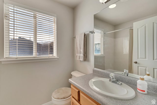 bathroom with toilet and vanity