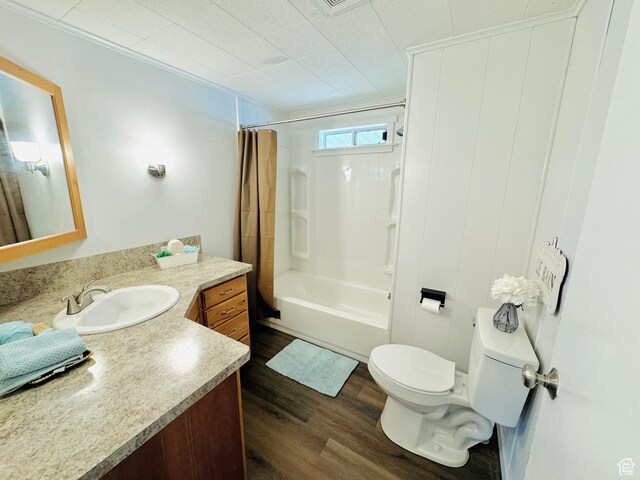 350 S 200 E, Ephraim, UT 84627 - bathroom with toilet, shower / bathtub combination with curtain, wood finished floors, and vanity